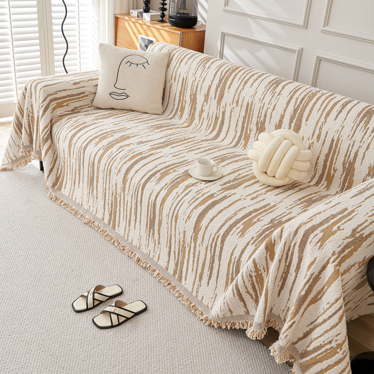 Reversible Sofa Throw Blanket, Couch Cover Sofa Slipcover for Most Shape Sofas