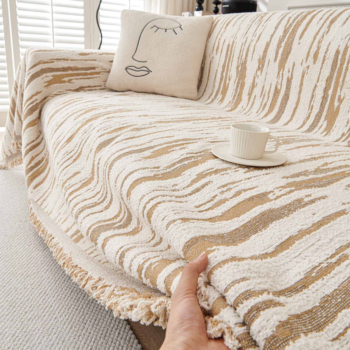 Reversible Sofa Throw Blanket, Couch Cover Sofa Slipcover for Most Shape Sofas