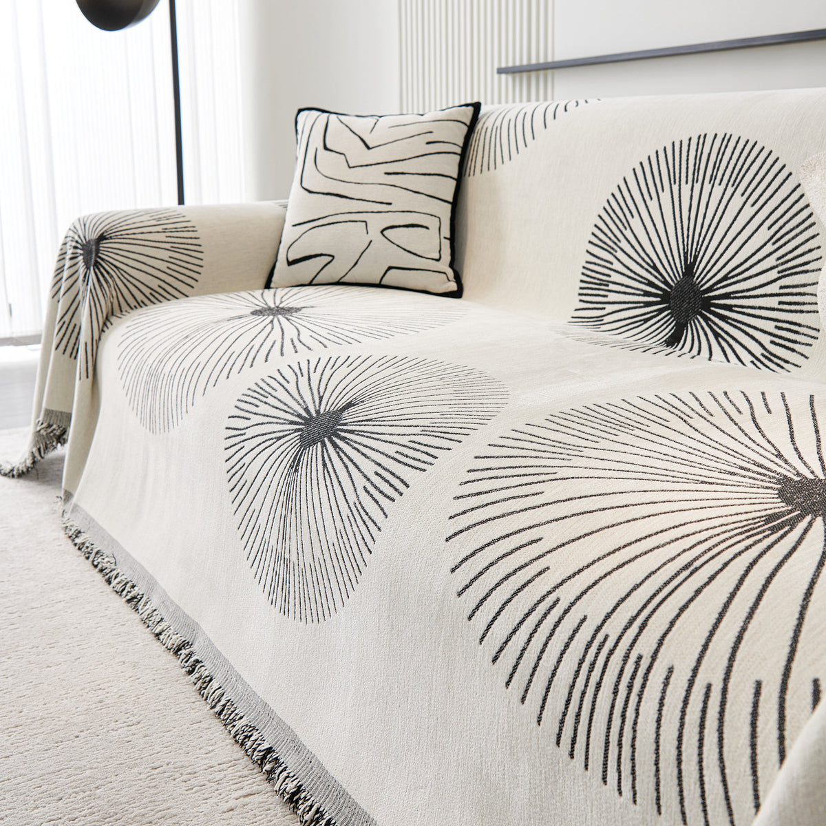 Dandelion Reversible Striped Couch Throw Cover for Living Room Pet Sofa Slipcovers Couch Protector