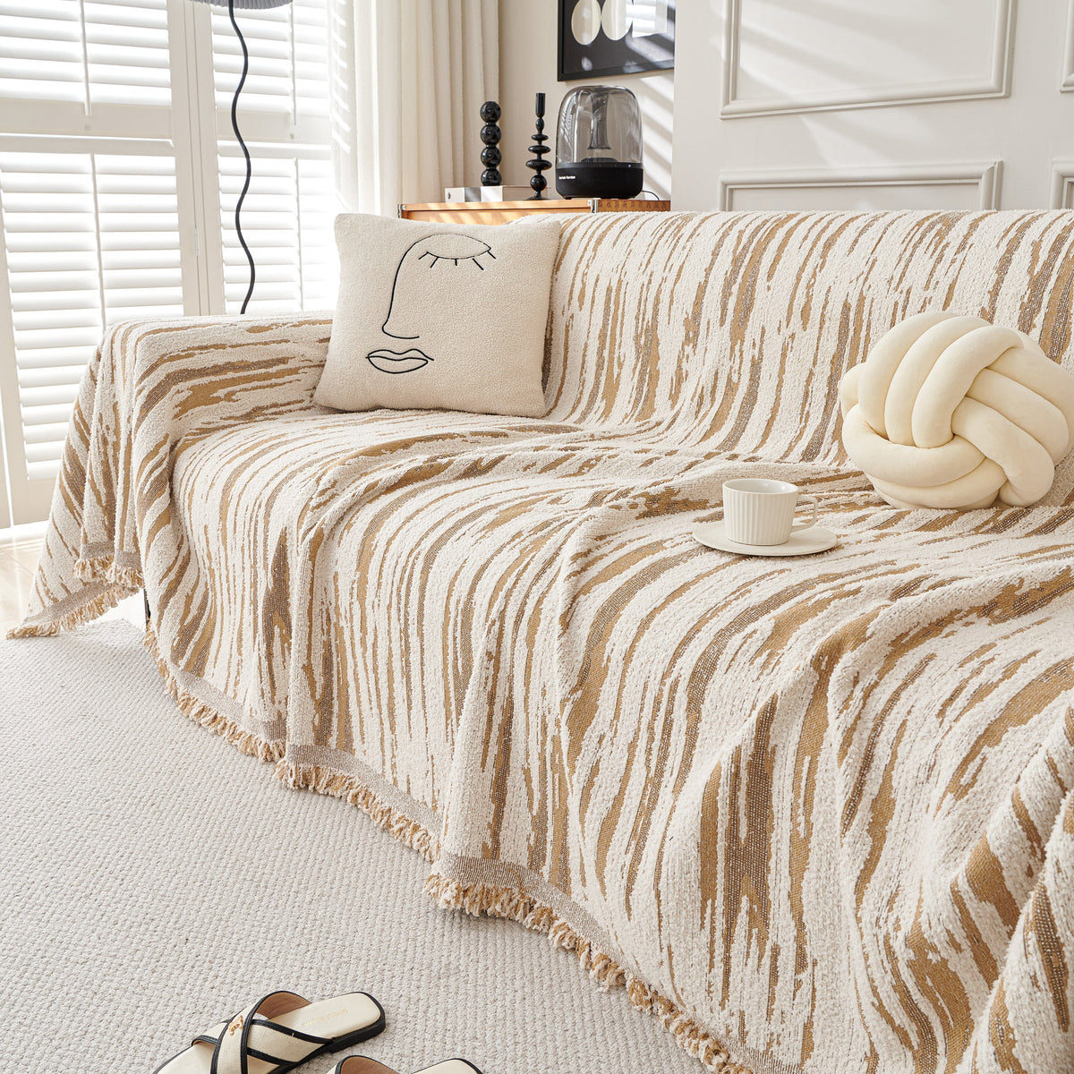 Reversible Sofa Throw Blanket, Couch Cover Sofa Slipcover for Most Shape Sofas