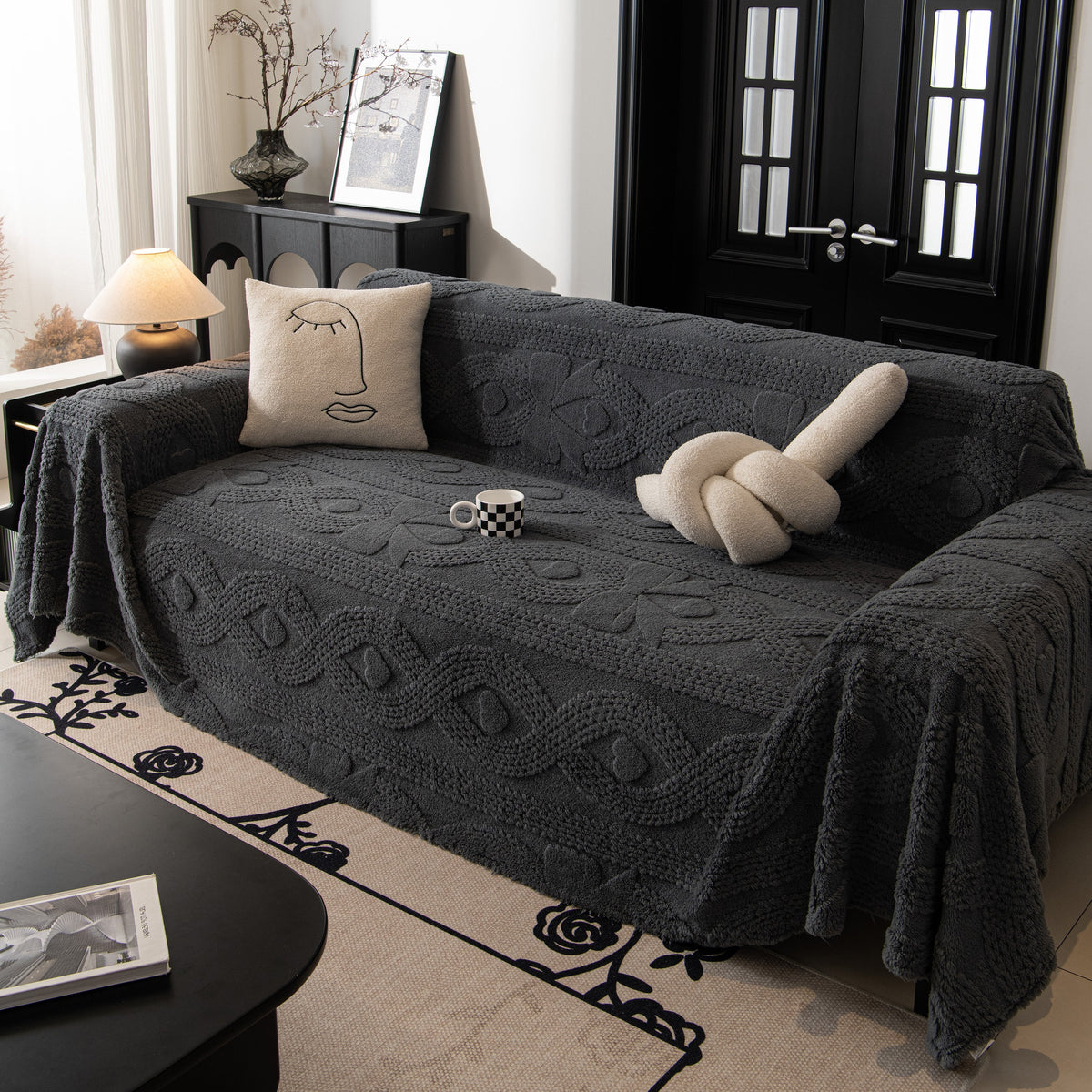 Soft Plush Fleece Throw Blanket for Couch Solid Cute Warm Couch Cover Blanket for Winter