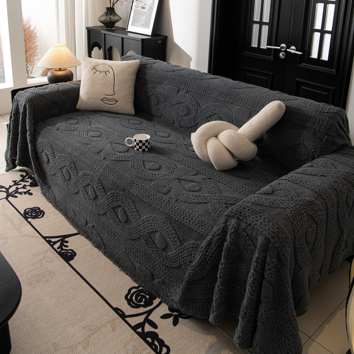 Soft Plush Fleece Throw Blanket for Couch Solid Cute Warm Couch Cover Blanket for Winter