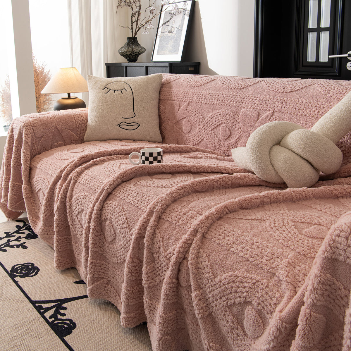 Soft Plush Fleece Throw Blanket for Couch Solid Cute Warm Couch Cover Blanket for Winter