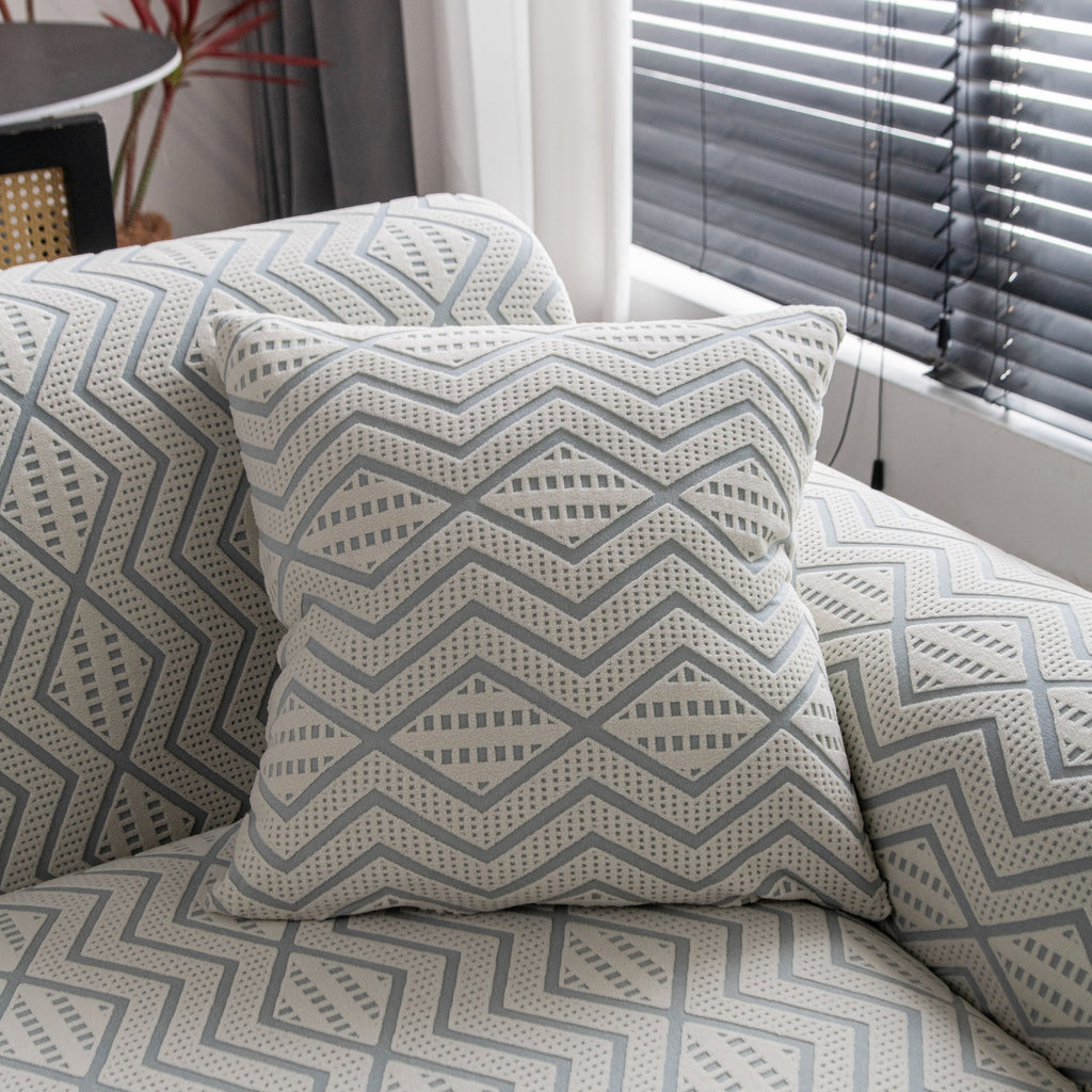 Modern Geometric Jacquard Sofa Slipcover, High Stretch 1-Piece Textured Couch Cover