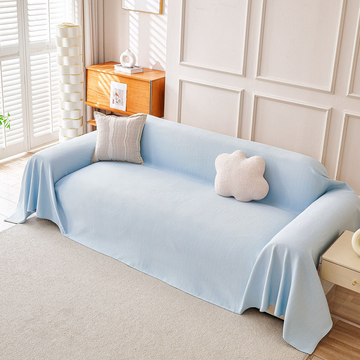 Cooling Ice Silk Knit Couch Cover, Breathable Pet Friendly Soft Throw Cover for Sofas