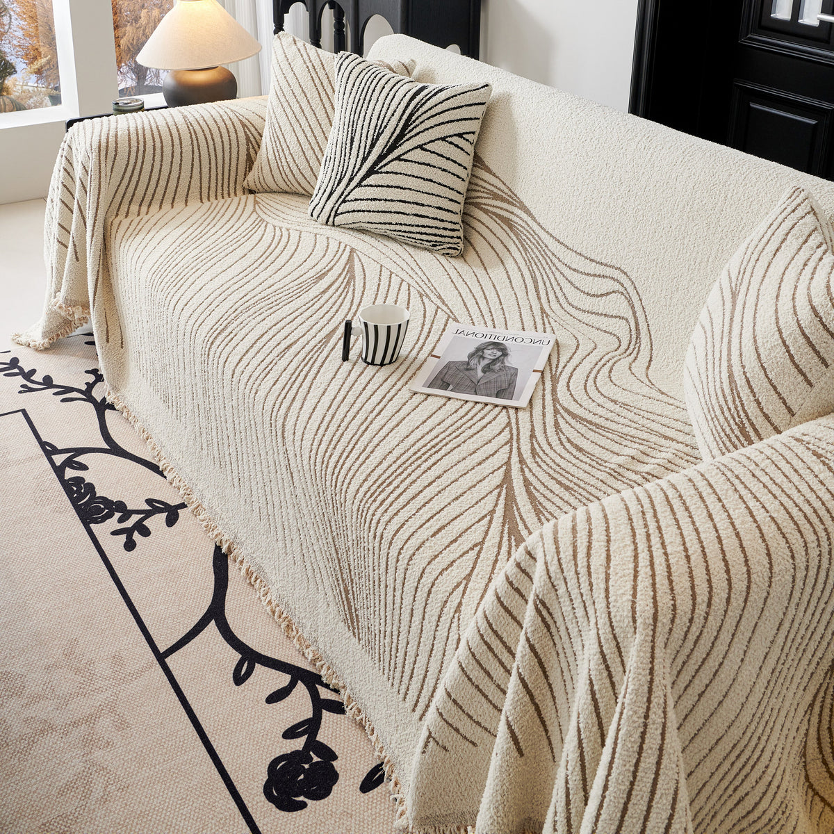 Cozy Striped Sofa Throw Blanket L Shaped Sectional Couch Covers Luxury Throws for Sofas