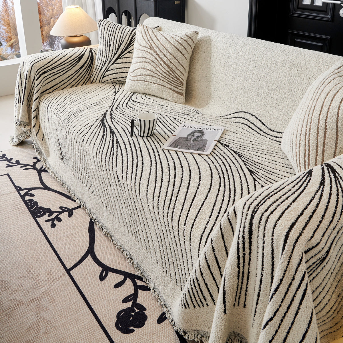 Cozy Striped Sofa Throw Blanket L Shaped Sectional Couch Covers Luxury Throws for Sofas