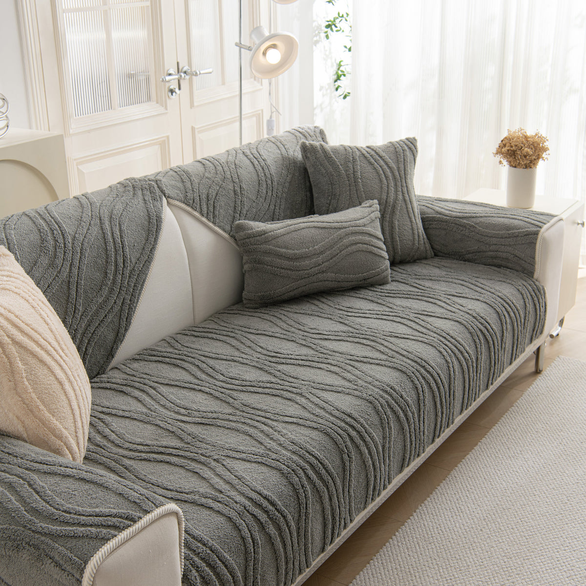 Winter Thickened Non-slip Blanket, Three-Dimensional Embossed Cotton Velvet Sofa Cover