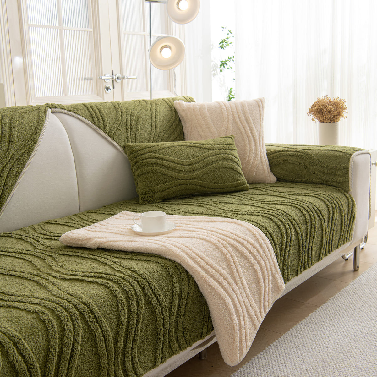 Winter Thickened Non-slip Blanket, Three-Dimensional Embossed Cotton Velvet Sofa Cover