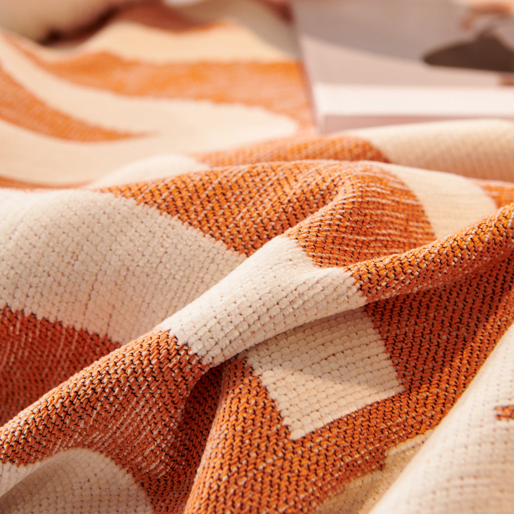 Chenille Geometric Sofa Throw Blanket, Boho Washable Furniture Throw Covers for Sofa