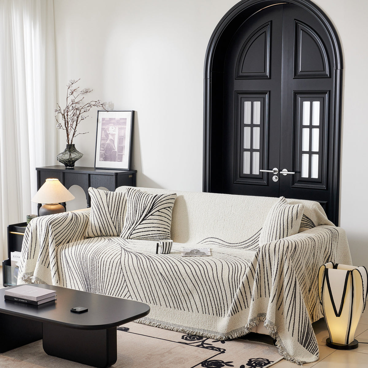 Cozy Striped Sofa Throw Blanket L Shaped Sectional Couch Covers Luxury Throws for Sofas