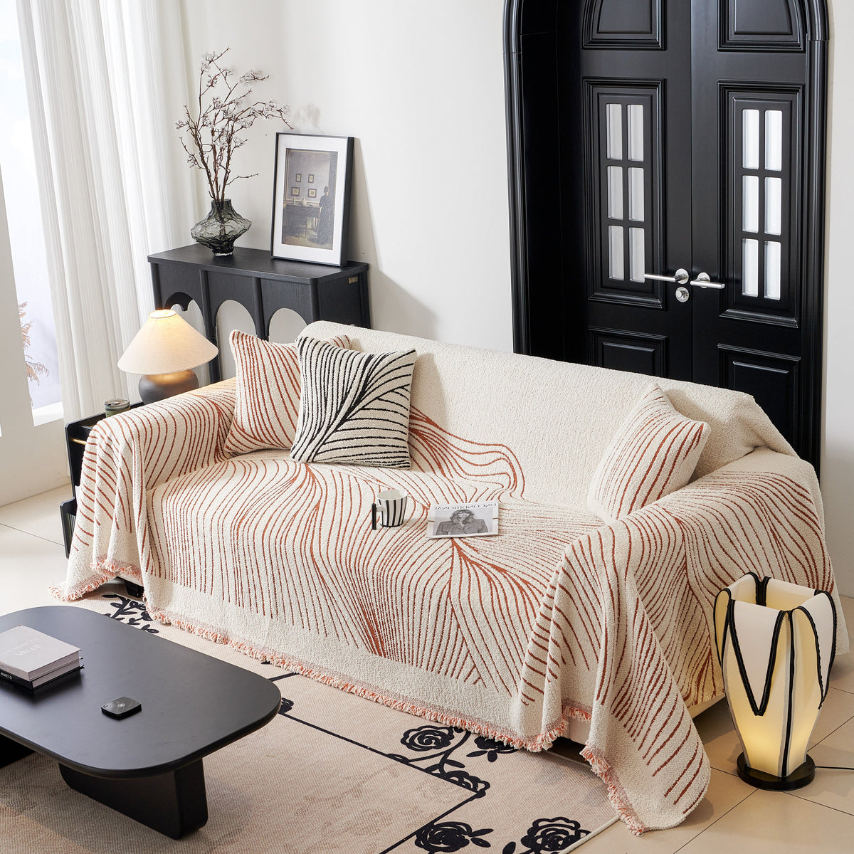 Cozy Striped Sofa Throw Blanket L Shaped Sectional Couch Covers Luxury Throws for Sofas