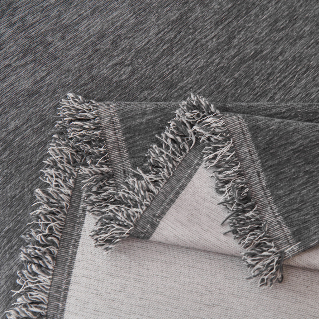 Solid Color Chenille Sofa Throw Blanket, Cozy & Easy Care Fringed Furniture Protector