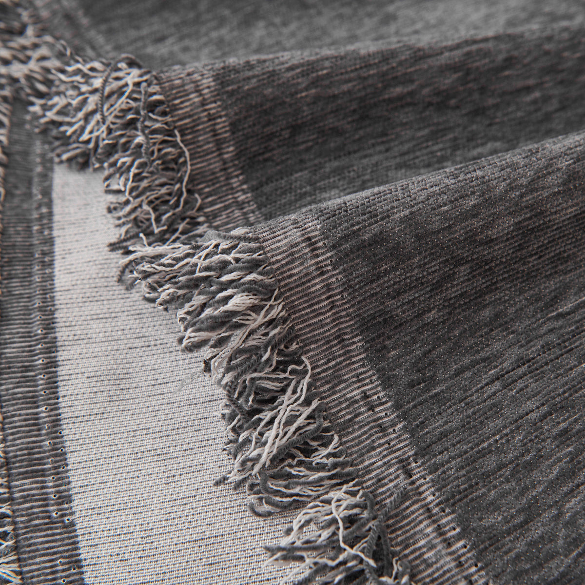 Solid Color Chenille Sofa Throw Blanket, Cozy & Easy Care Fringed Furniture Protector
