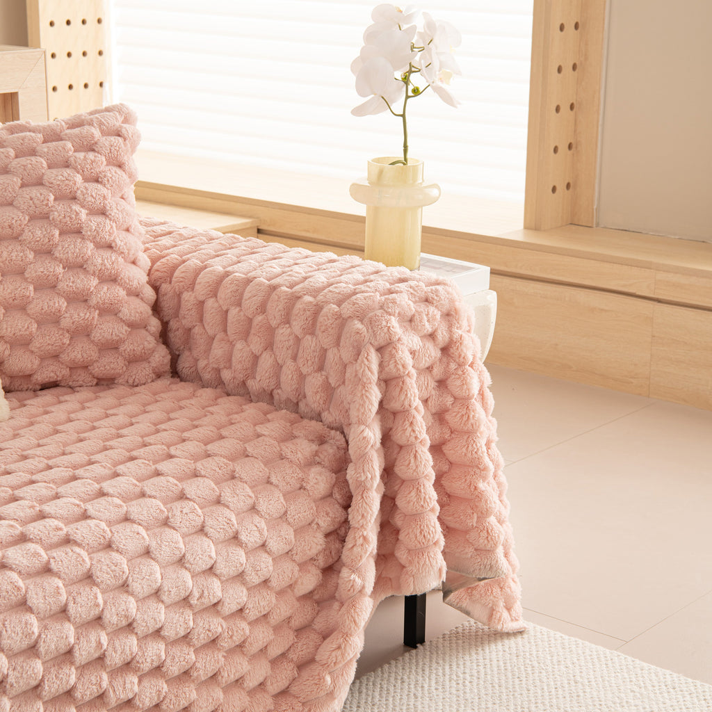 Thick Plush Faux Fur Couch Cover Blanket Warm Fuzzy Blanket Couch Protector for Winter
