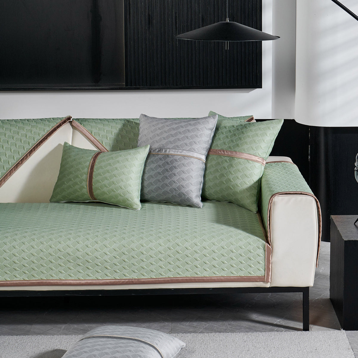 Geometric 3D Sofa Cover, Non-Slip Couch Protector for Seat, Backrest & Armrest