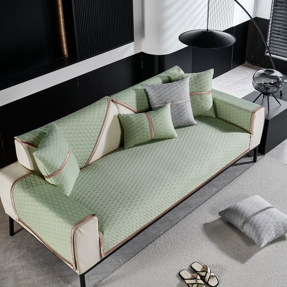 Geometric 3D Sofa Cover, Non-Slip Couch Protector for Seat, Backrest & Armrest