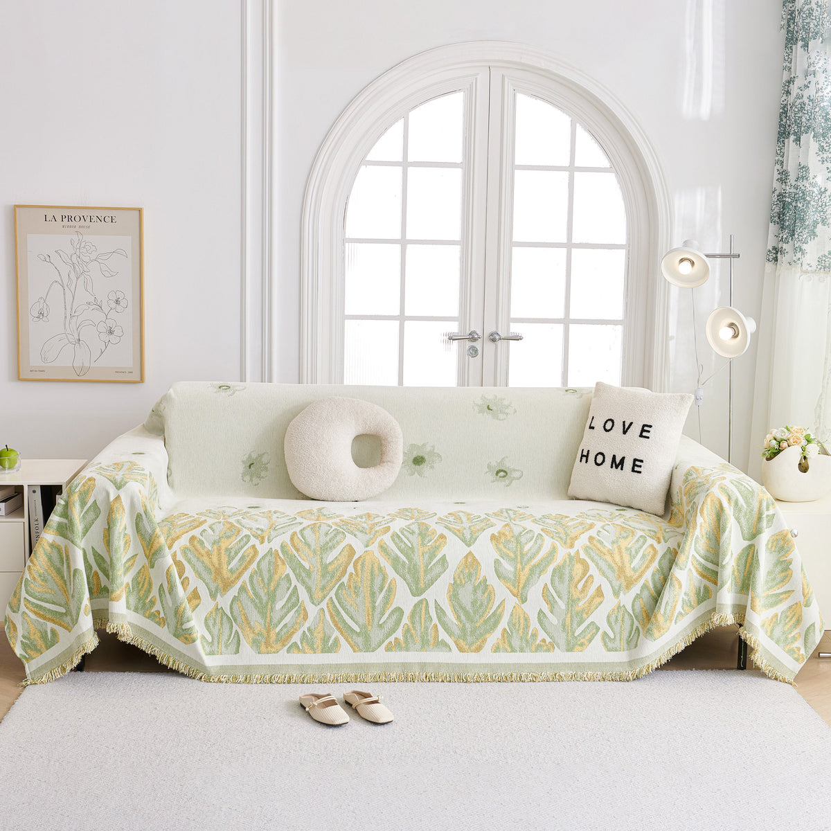 Soft Woven Leaf Couch Blanket, Pet-friendly Sectional Sofa Slipcover For Cats Dogs