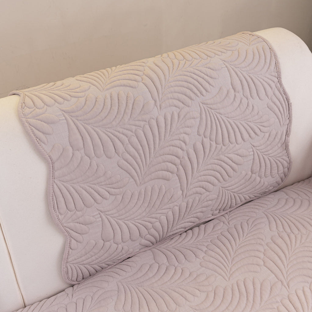 Sofa Cover for Leather & Fabric Couches, 3D Leaf Embossed Quilted Furniture Covers