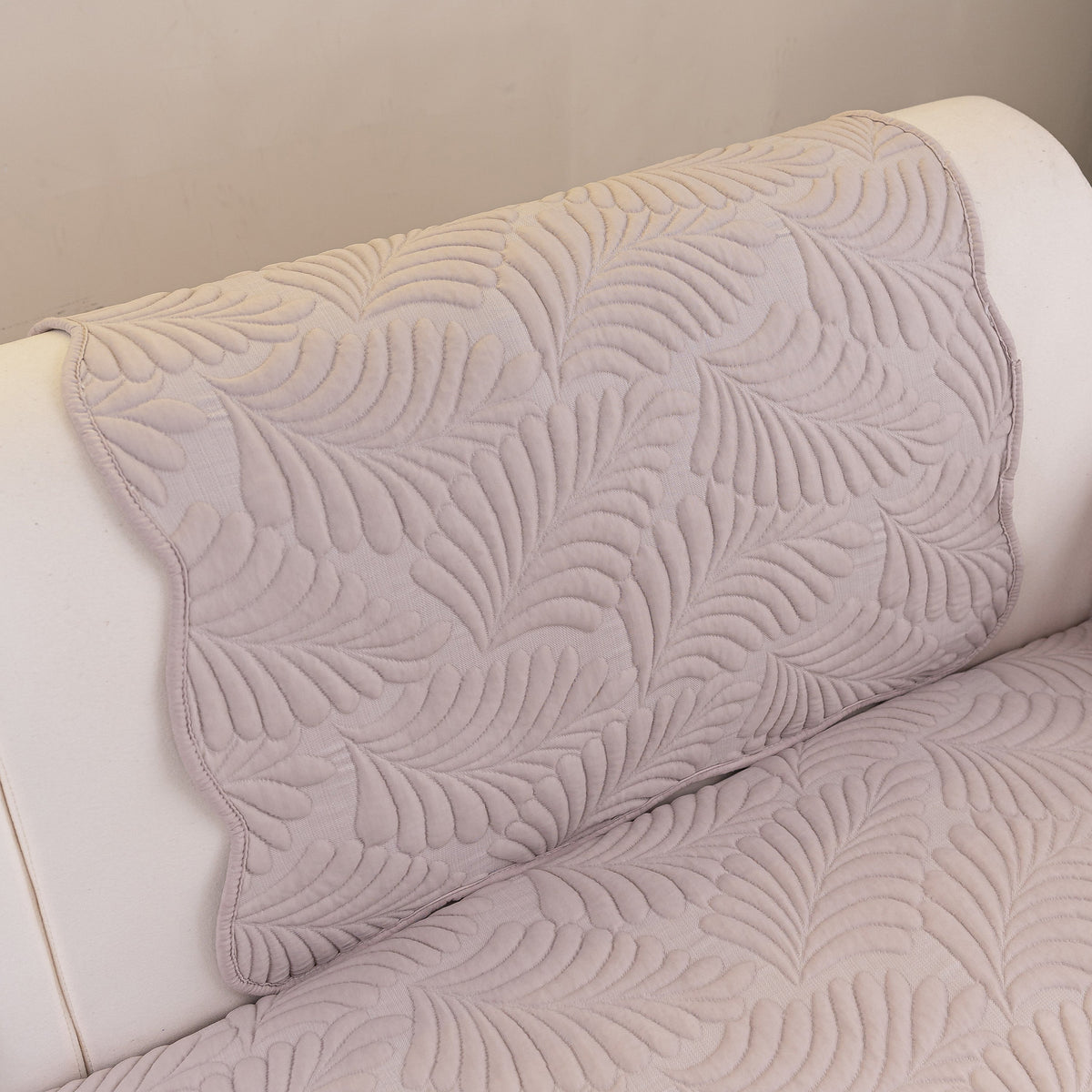 Sofa Cover for Leather & Fabric Couches, 3D Leaf Embossed Quilted Furniture Covers