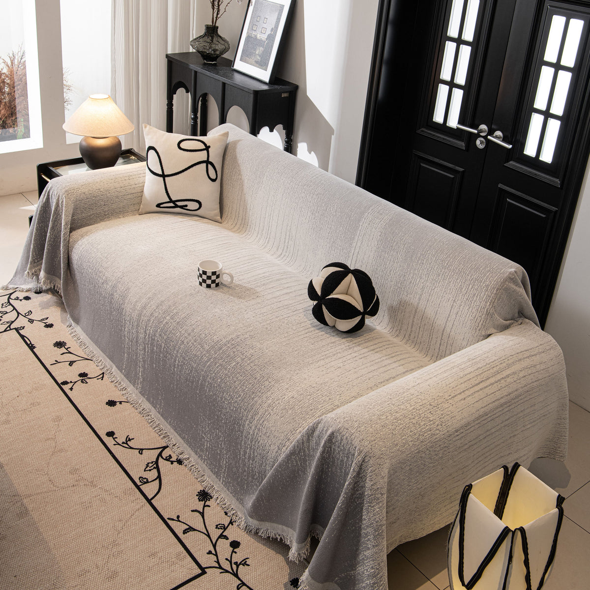 Modern Textured Sofa Cover Blanket, Tightly Woven Pet Sofa Throw for Sectional Couches