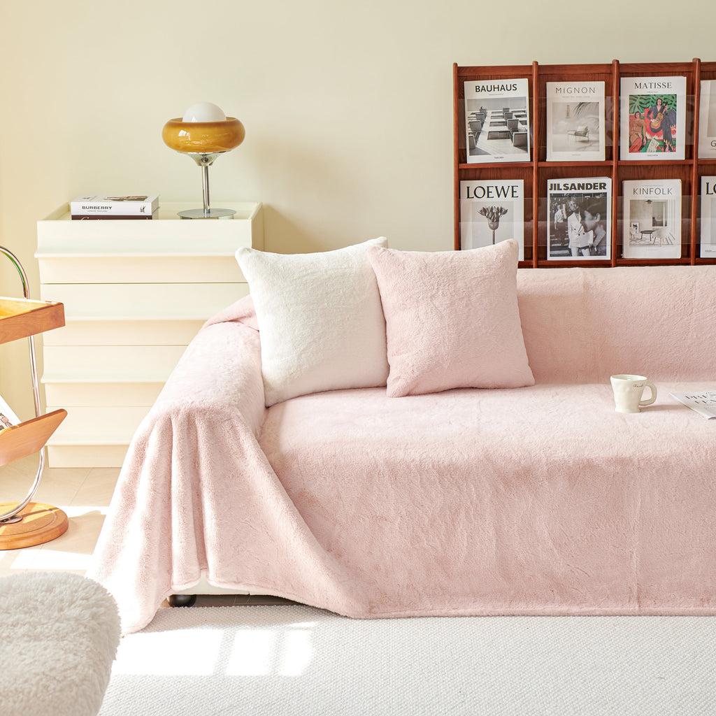 Faux Fur Smooth Plush Comfy Couch Covers, Soft Thicked Durable Blankets and Throws for Sofas