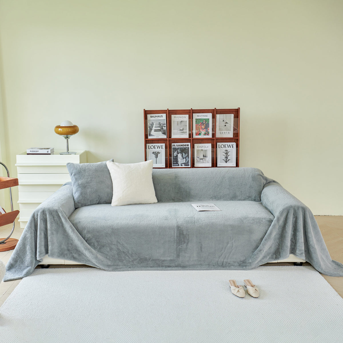 Faux Fur Smooth Plush Comfy Couch Covers, Soft Thicked Durable Blankets and Throws for Sofas