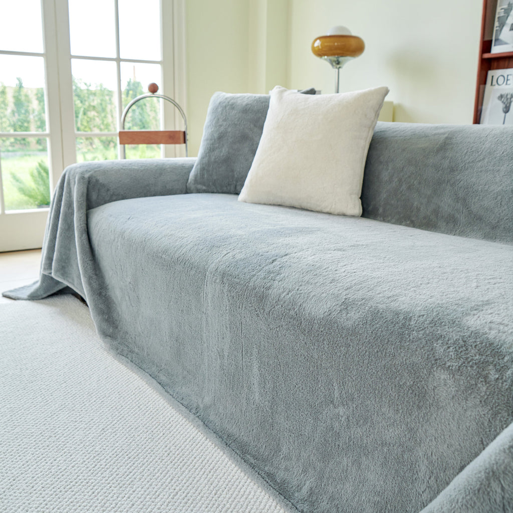 Faux Fur Smooth Plush Comfy Couch Covers, Soft Thicked Durable Blankets and Throws for Sofas