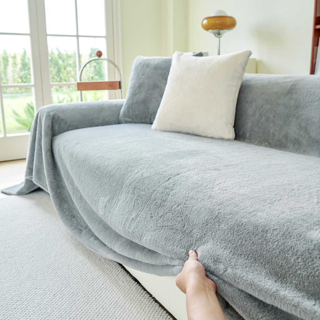 Faux Fur Smooth Plush Comfy Couch Covers, Soft Thicked Durable Blankets and Throws for Sofas