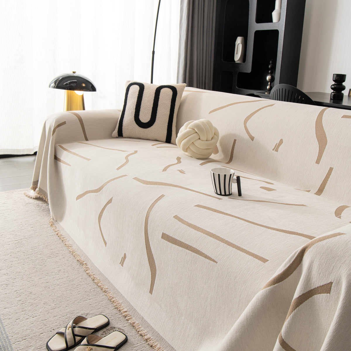 Modern Abstract Couch Cover Blanket, Decor Furniture Protector for Sectional Sofa
