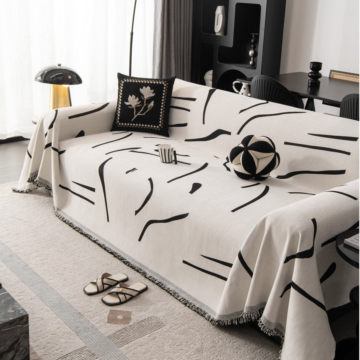 Modern Abstract Couch Cover Blanket, Decor Furniture Protector for Sectional Sofa