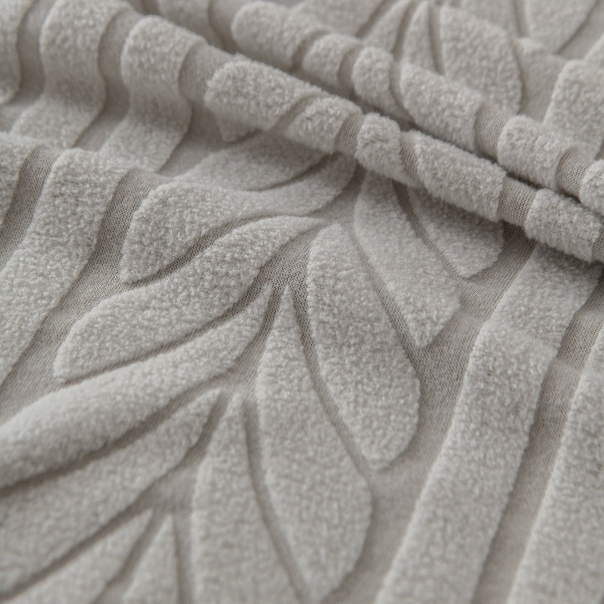 Plush Fleece Sofa Slipcover with 3D Wheat Pattern, Cozy High-Stretch Couch Cover