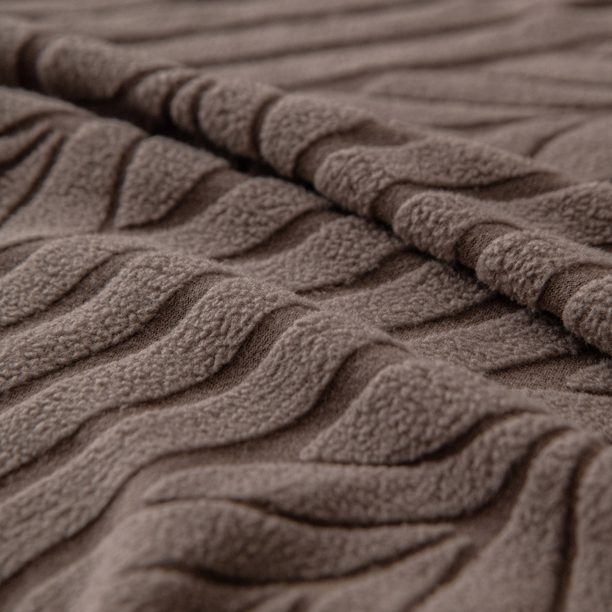 Plush Fleece Sofa Slipcover with 3D Wheat Pattern, Cozy High-Stretch Couch Cover