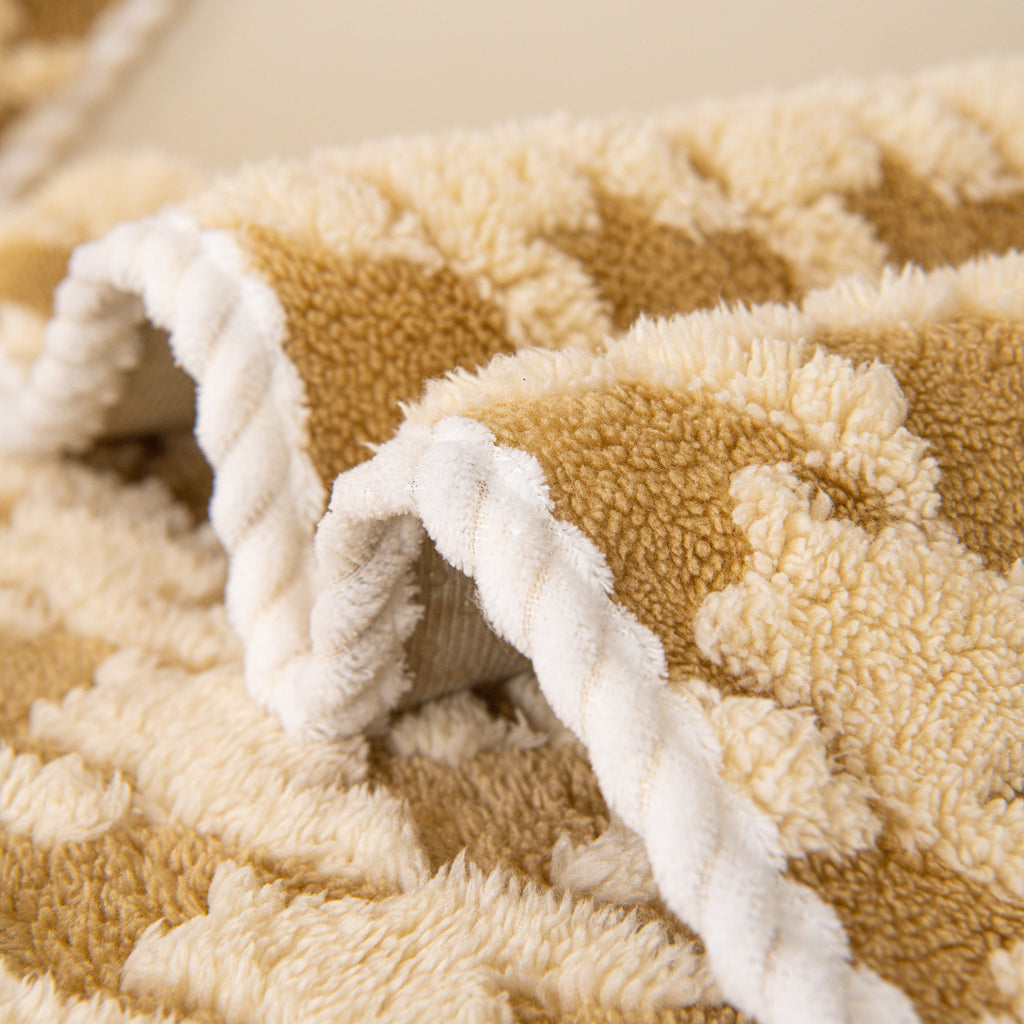 Winter Thickened Sherpa Fleece Houndstooth Sofa Cushion, Non-slip Sofa Cover with Plush