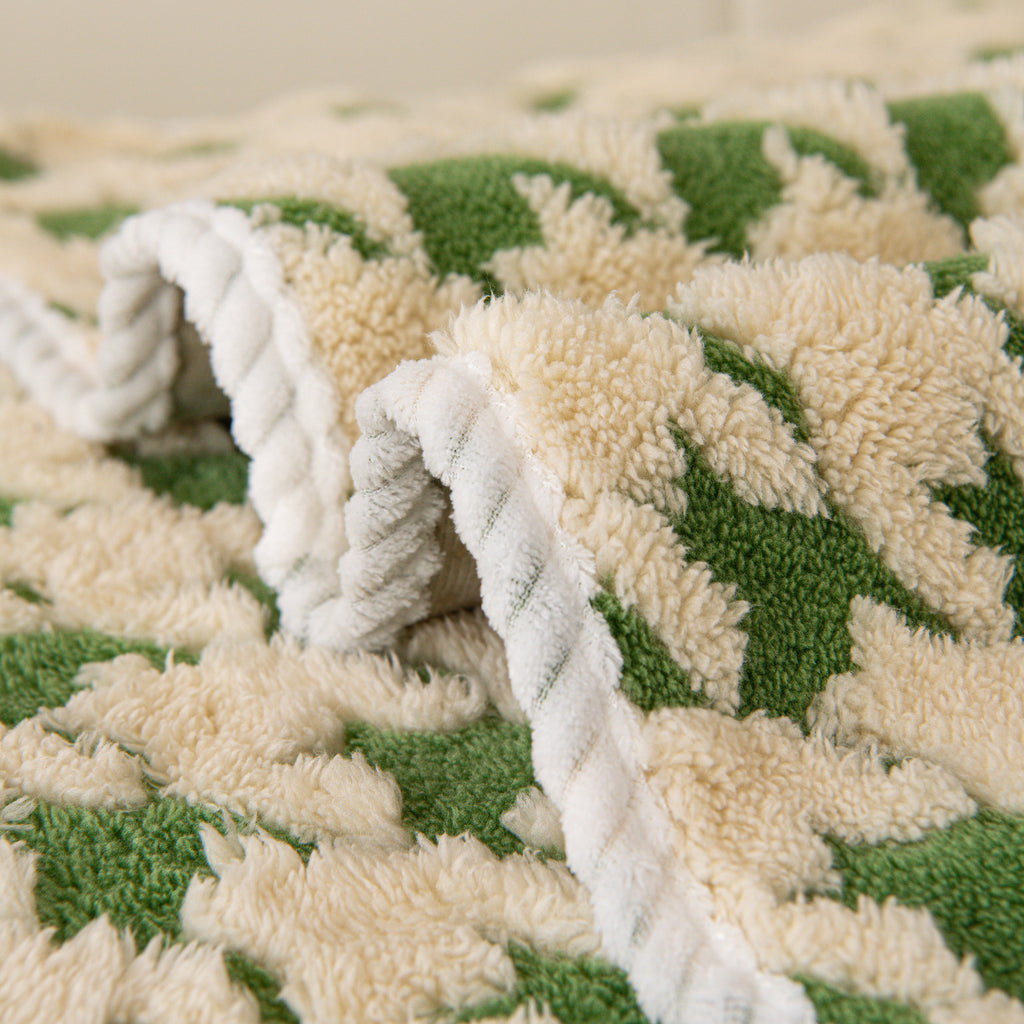 Winter Thickened Sherpa Fleece Houndstooth Sofa Cushion, Non-slip Sofa Cover with Plush
