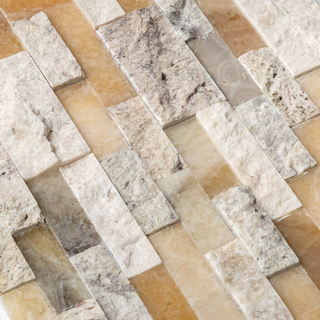 DaVinci Mixed Ledger 3D Panel 6"x24" Natural Marble Wall Tile - Full Truckload