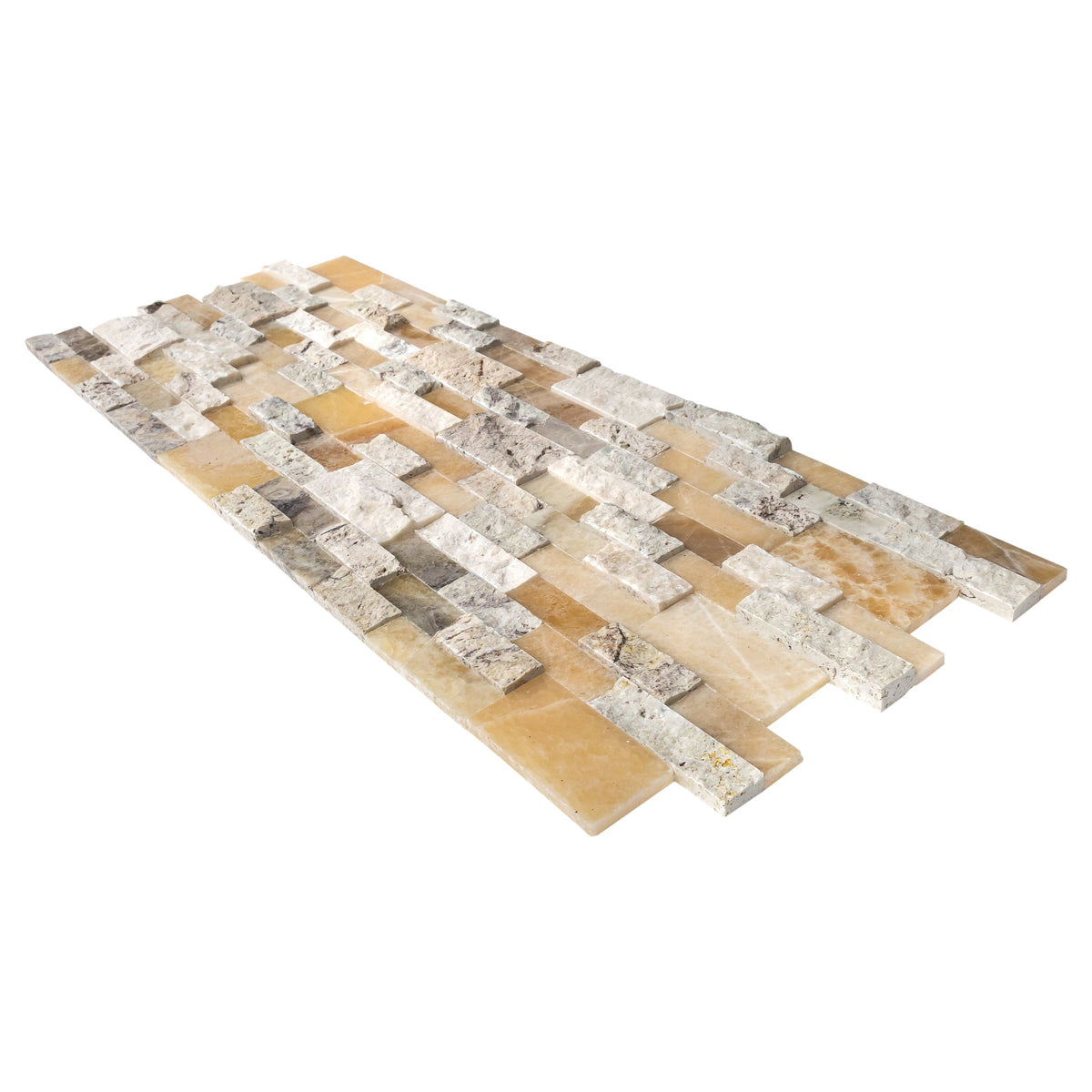 DaVinci Mixed Ledger 3D Panel 6"x24" Natural Marble Wall Tile - Full Truckload