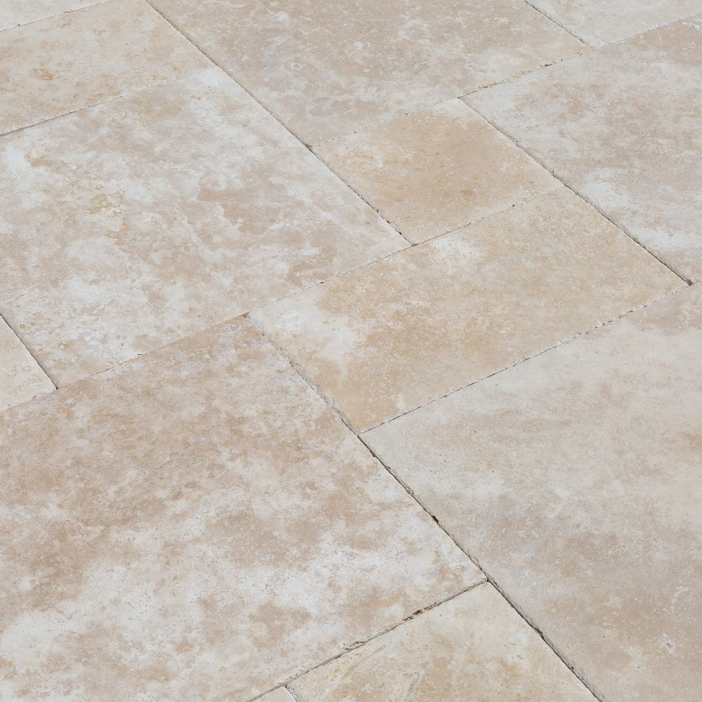 Denizli Beige Antique Pattern Travertine Tile - Full Truckload