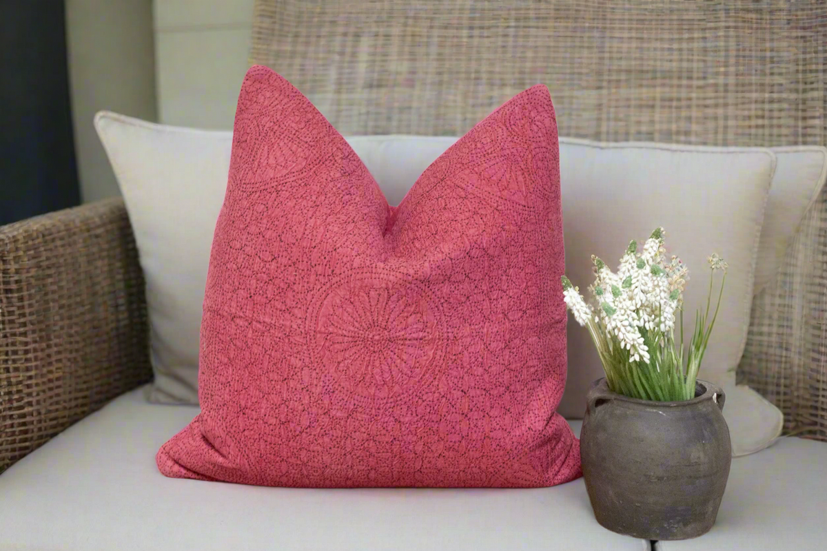 Dusty Pink Hand-Stitched Pillow Cover