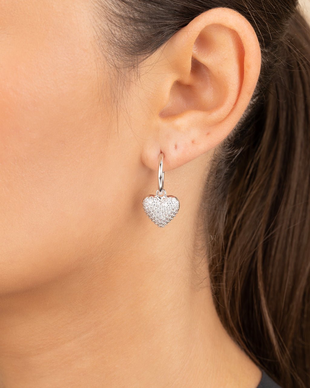 Disco Heart CZ Micro Hoop Earrings