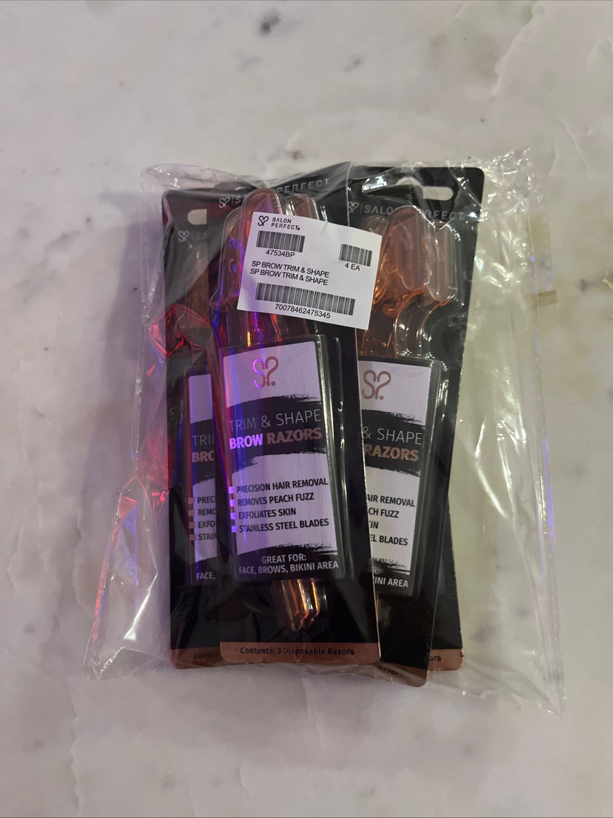 Open Box SALON PERFECT TRIM & SHAPE BROW RAZORS 4 PACK NEW & SEALED