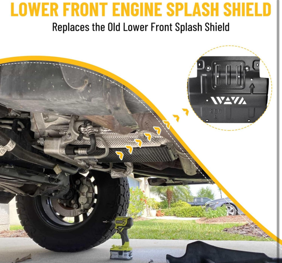 Racewill Lower Front Splash Shield Black Engine Splash Guard FL3Z-5D032-D Compatible with 2018-2022 Ford F-150 (Replacement for Vehicles with Factory-