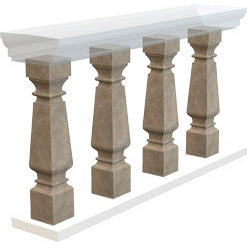 Emperador Light Marble Balustrade MEGBC06 Hand-carved from Solid Marble Block (SET of 4)