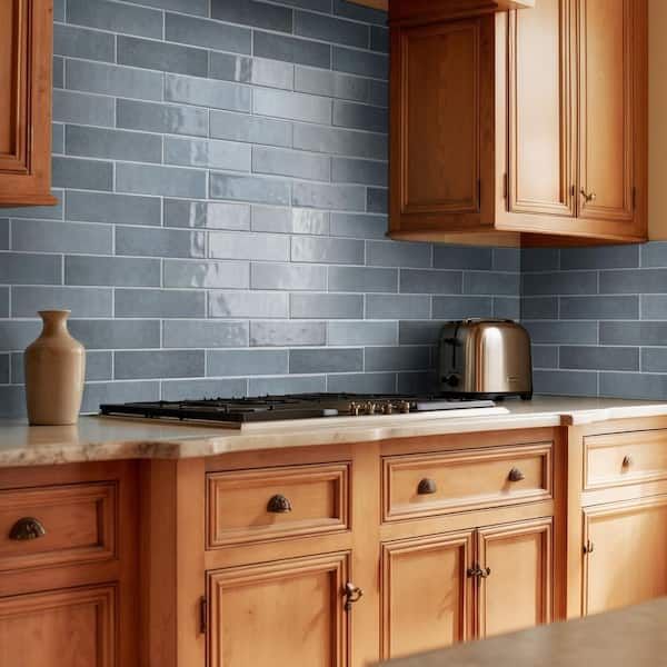 Open Box MSI Lakeview Denim 3 in. x 12 in. Glossy Ceramic Subway Wall Tile (5.5 sq. ft./Case)