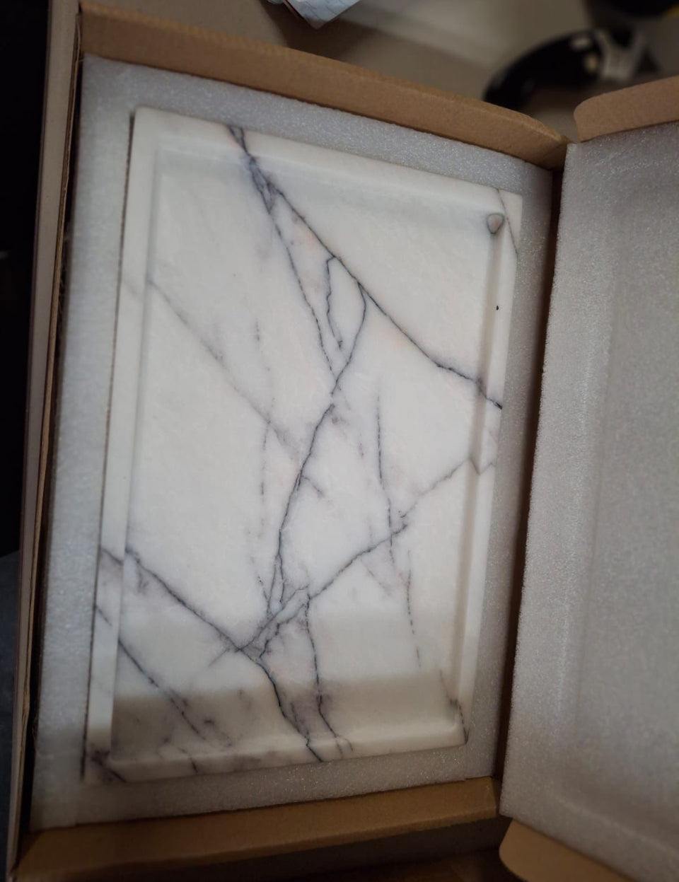 Open box DUANYAN Real Luxurious Vanity Tray Natural Genuine Marble Storage Tray for Home Decor Stone Tray for Bathroom/Kitchen/Vanity/Dresser Non-Res
