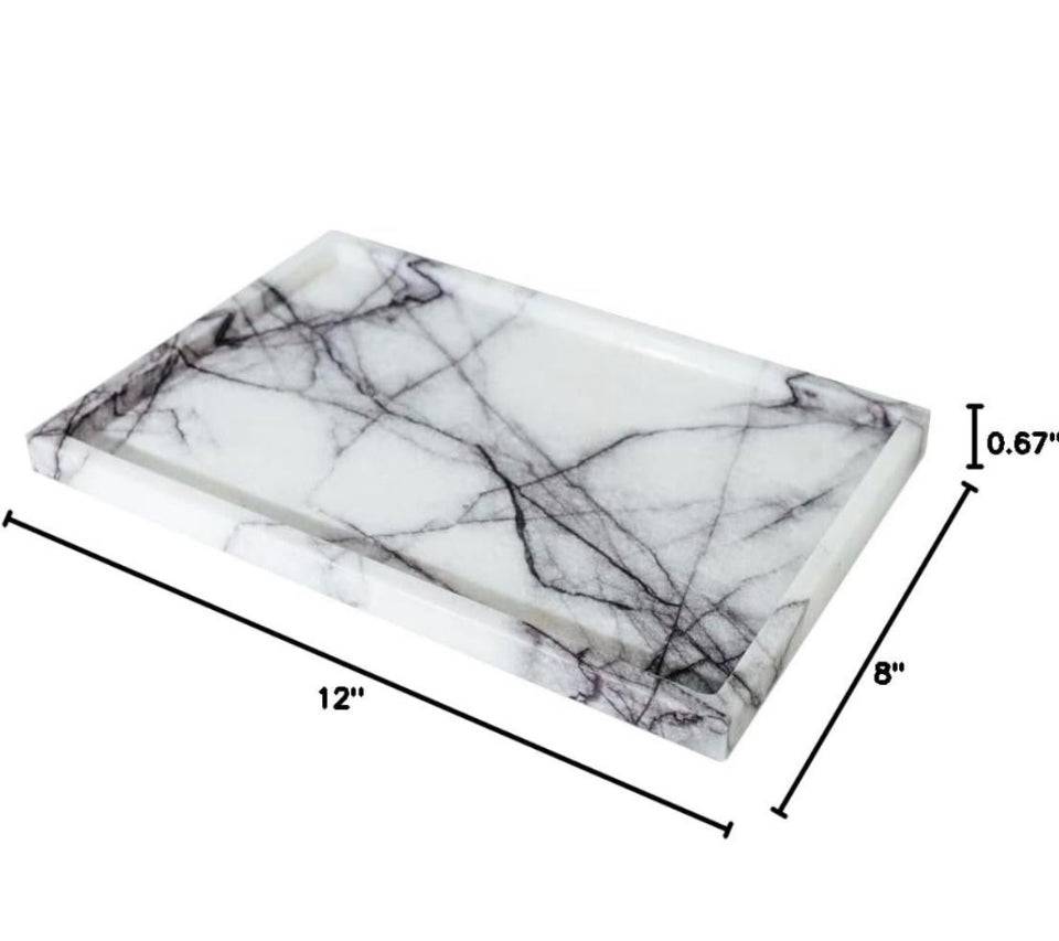 Open box DUANYAN Real Luxurious Vanity Tray Natural Genuine Marble Storage Tray for Home Decor Stone Tray for Bathroom/Kitchen/Vanity/Dresser Non-Res