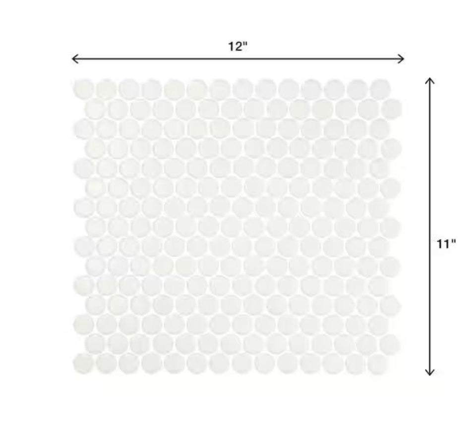 Open Box Daltile Restore Satin White 10 in. x 11 in. Glazed Ceramic Penny Round Mosaic Wall Tile (8.3 sq. ft./Case)