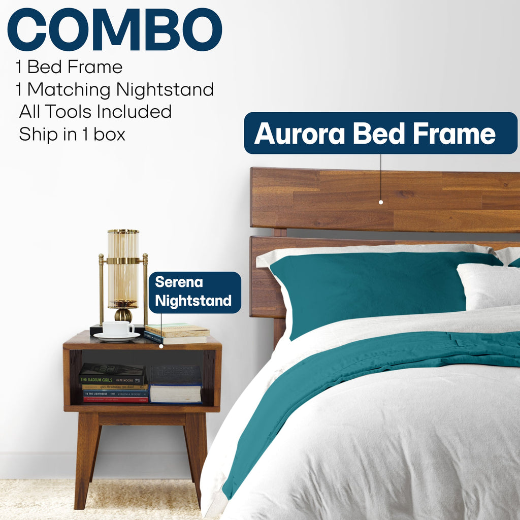Aurora Solid Wood Bed Frame