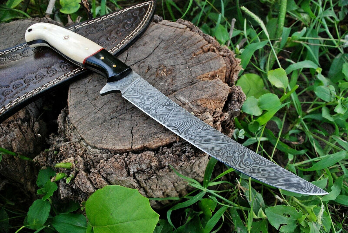 Fish Skinning Knife – 8" Damascus Steel Blade