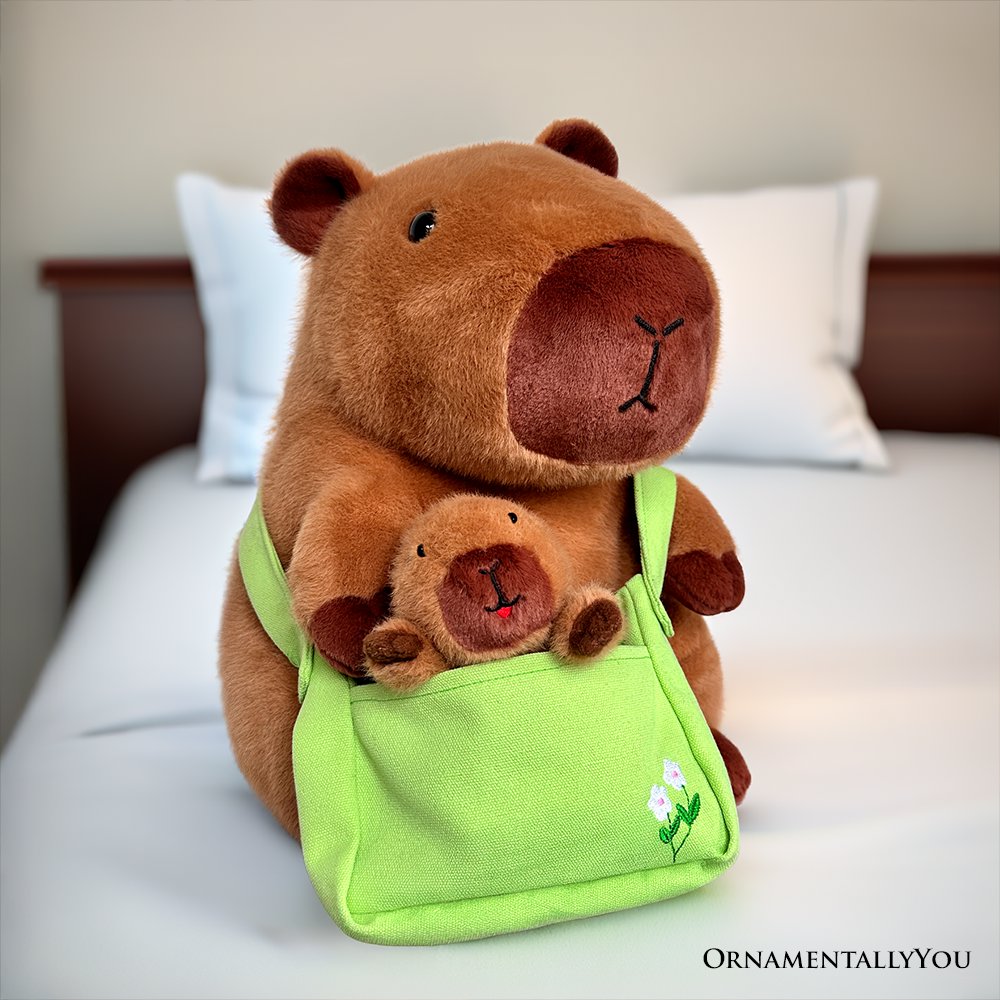 Coco the Capybara and Her Baby Plushie Set, Adorable 12" Stuffed Animal Toy Gift for Children